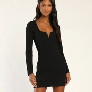 Irresistible Aura Black Backless Long Sleeve Bodycon Mini Dress